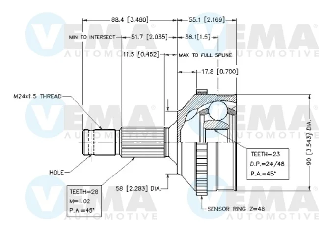 Sada kloubů, hnací hřídel